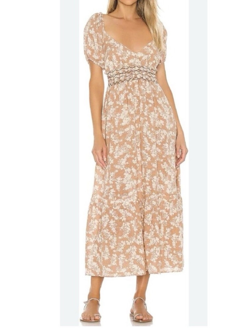 Free People Ellie Tan Printed Floral Maxi Dress